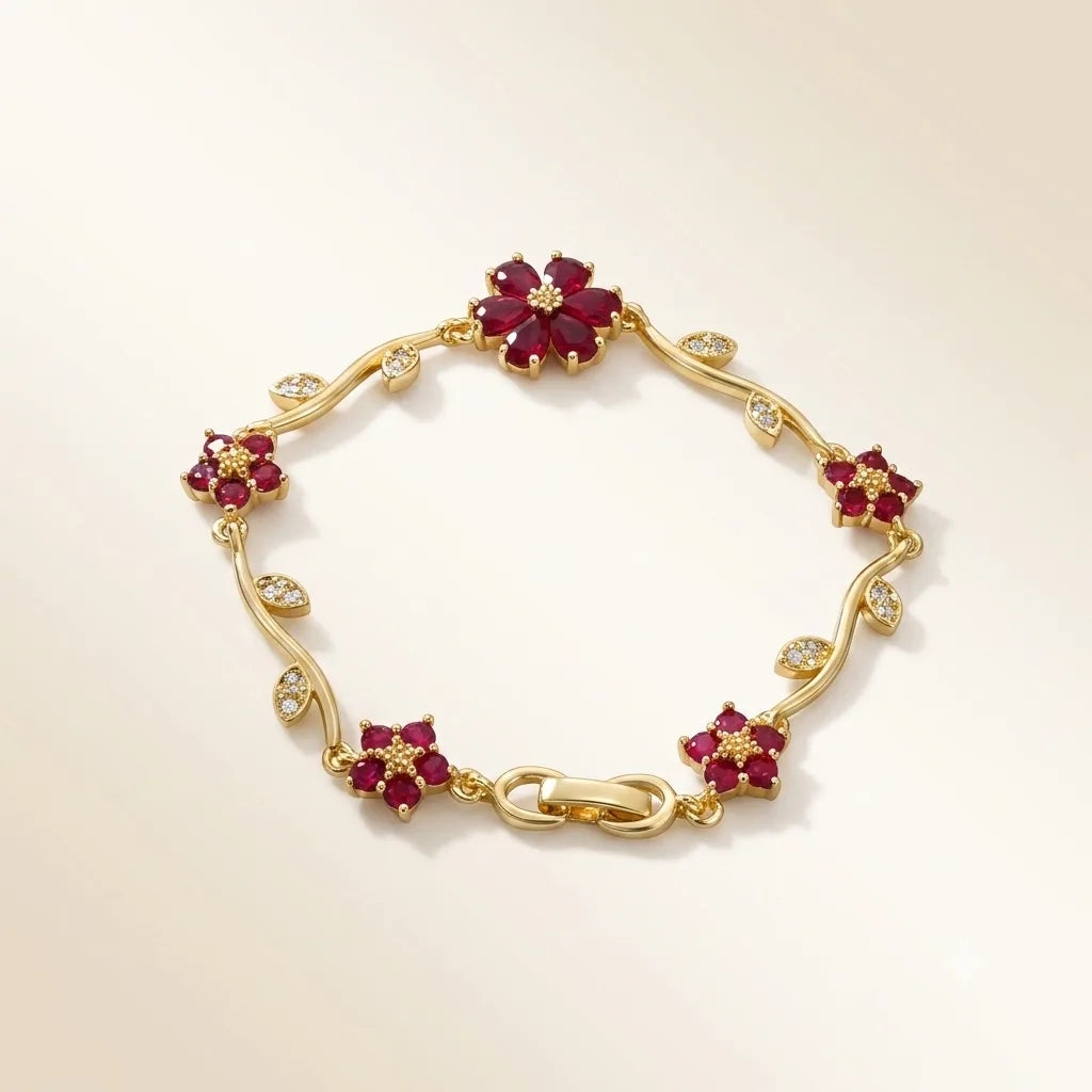18Kt Gold Plated Crystal Flower Vine Bracelet