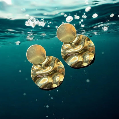 Glossy Gold Disc Earrings - 18K Gold Plated & Waterproof