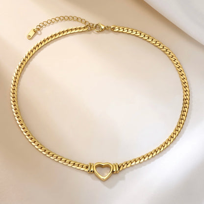 18Kt Gold Plated Cuban Chain Heart Necklace