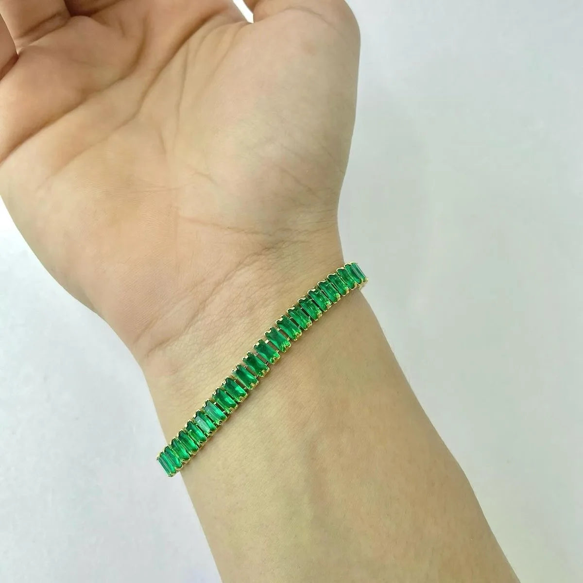 Classic Green Tennis Bracelet with Zircon Stones