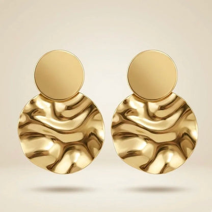 18KT Gold Plated Glossy Disc Earrings