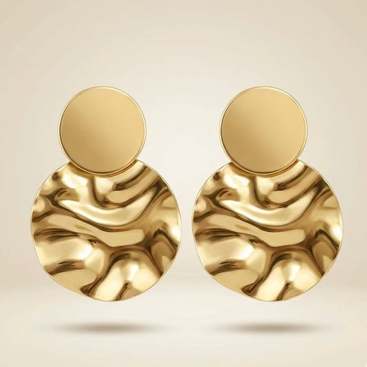 18KT Gold Plated Glossy Disc Earrings