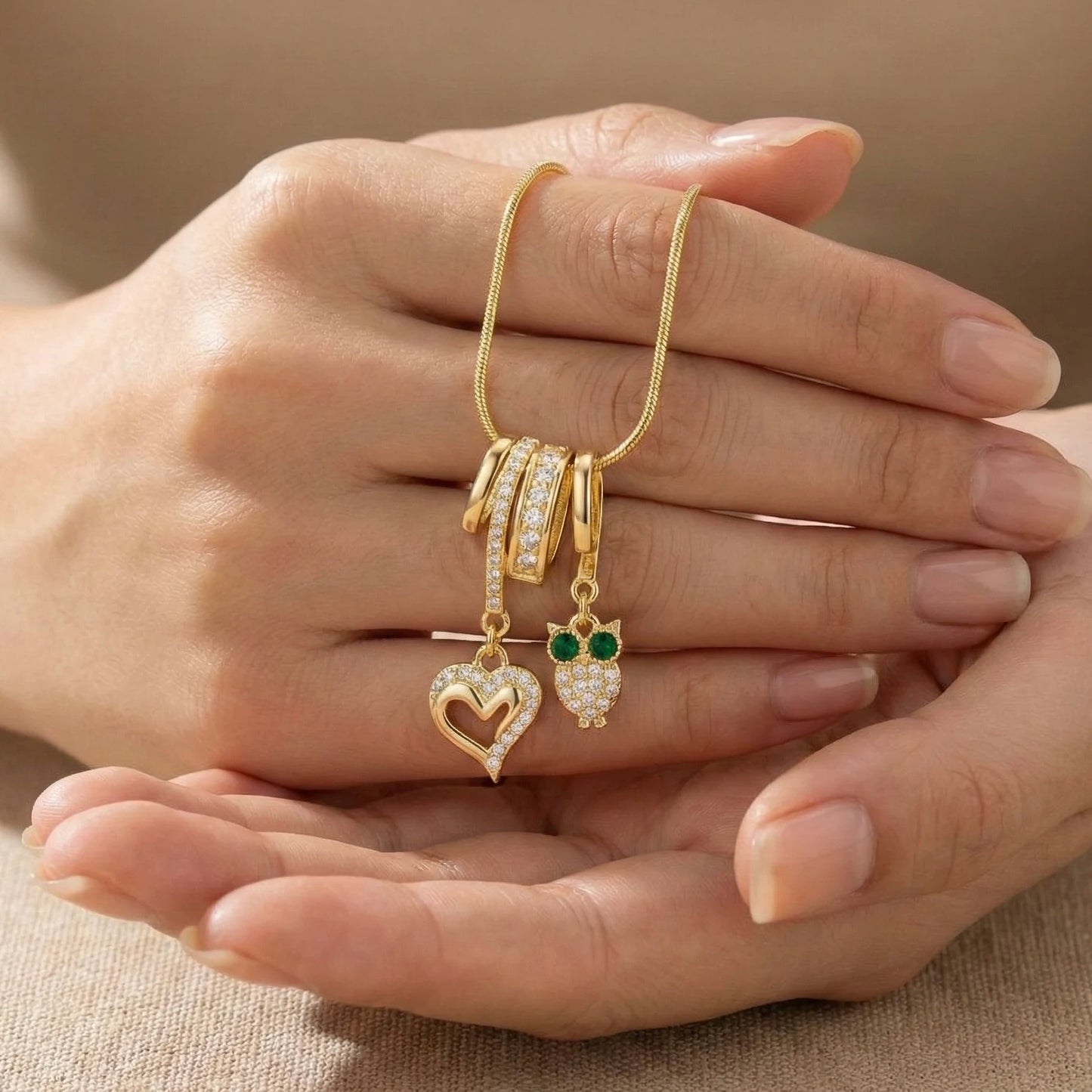 18KT Gold Plated Owl Love Charm