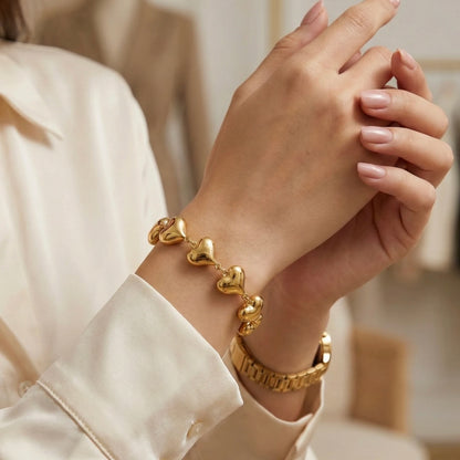 Golden Hearts Chain Bracelet