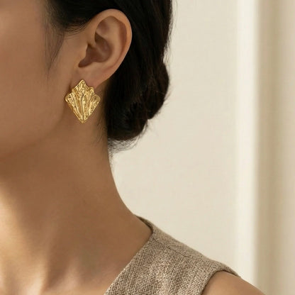 18KT Gold Plated Bold Sculpted Earrings – Anti-Tarnish & Lightweight