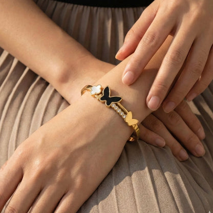 Butterfly Clover Charm Bangle