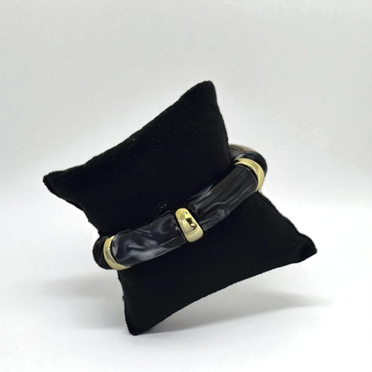 18KT Gold Plated Midnight Chunky Resin Bracelet