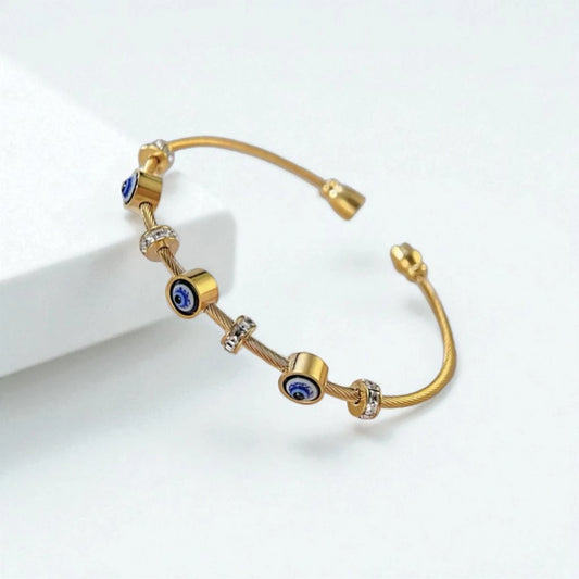 Gold Evil Eye Cable Bracelet