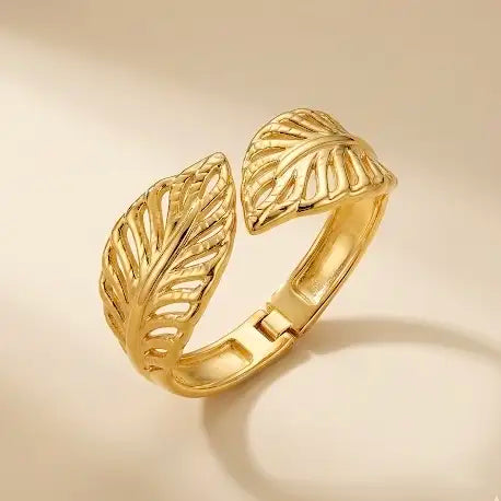 Golden Leaf Embrace Bracelet Cuff