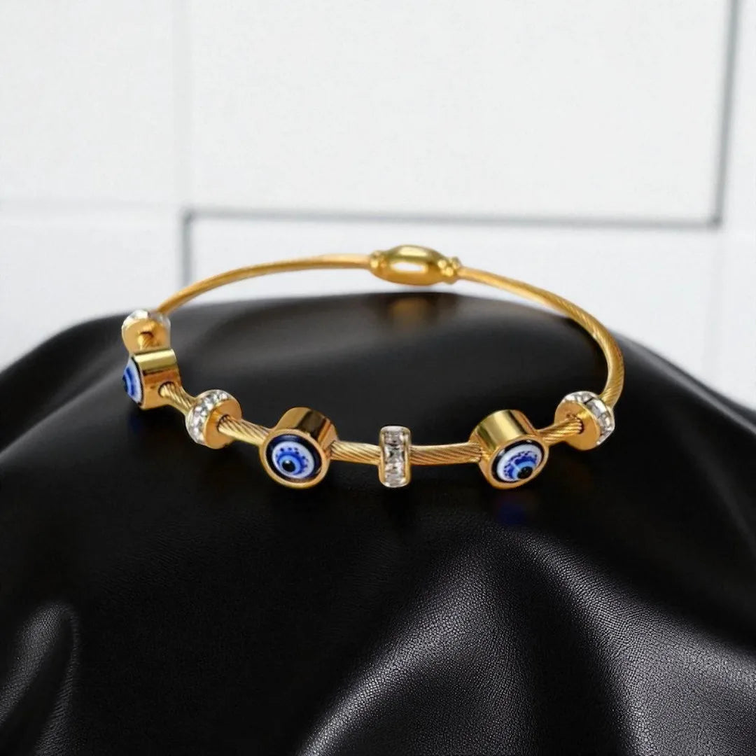 Gold Evil Eye Cable Bracelet