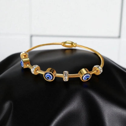 Gold Evil Eye Cable Bracelet