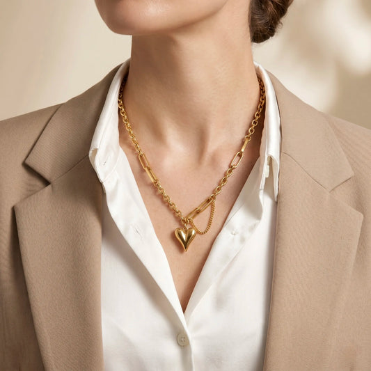 18Kt Gold Plated Modern Heart Pendant Necklace