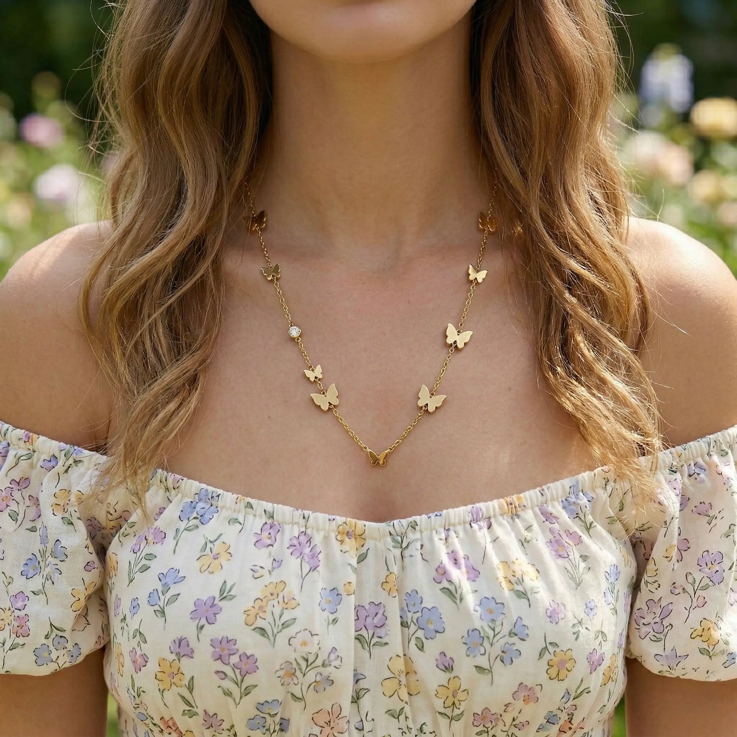 18Kt Gold Plated Dainty Butterfly Drop Necklace