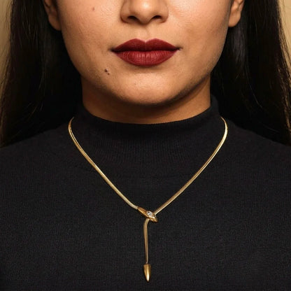18Kt Gold Plated Snake Chain Y Drop Necklace