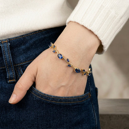 18Kt Gold Plated Blue Stone tulip Bracelet