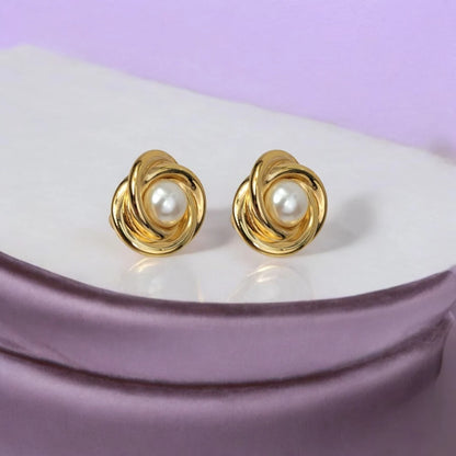 Pearl Bloom Studs – Gold Plated Daily Luxe Earrings