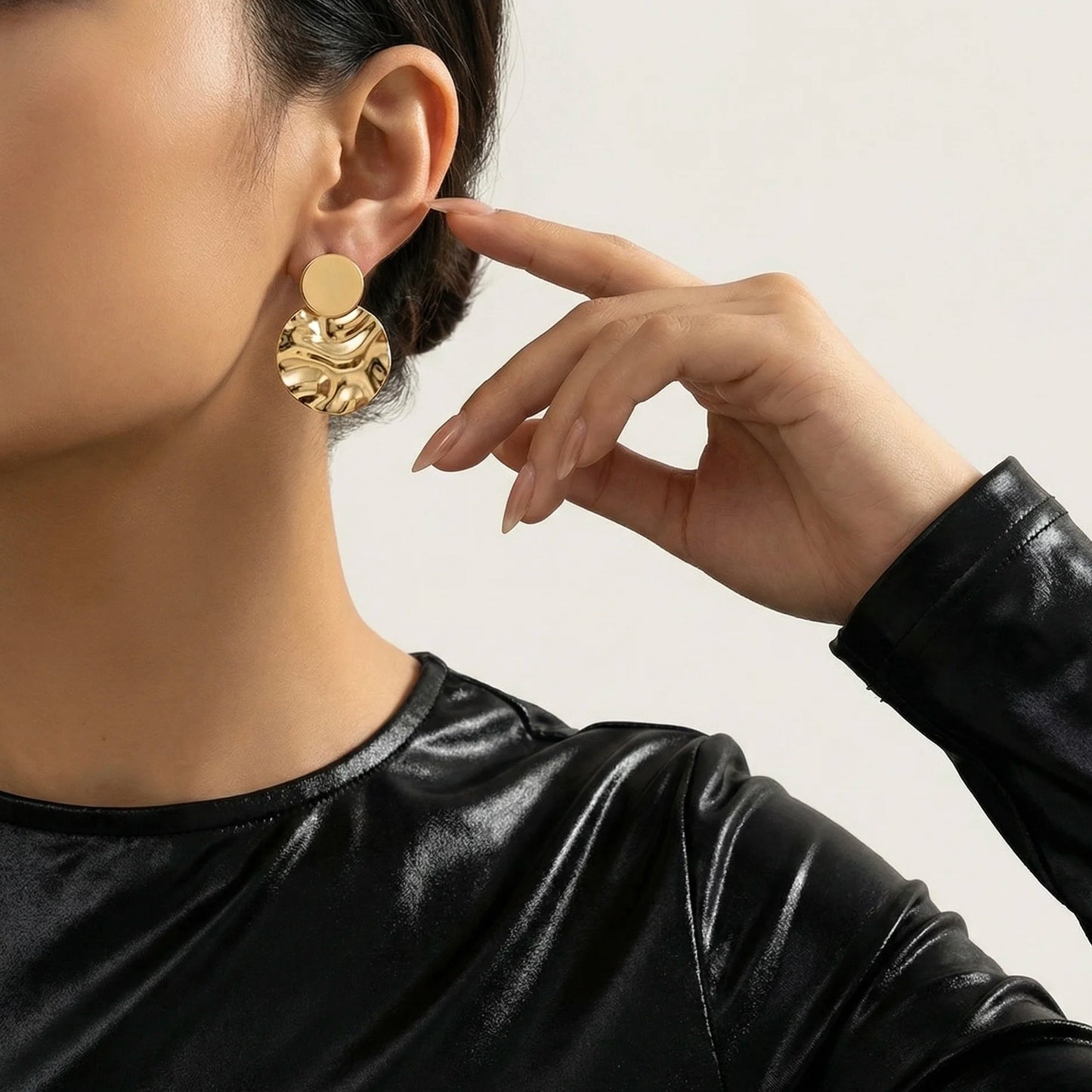 18KT Gold Plated Glossy Disc Earrings