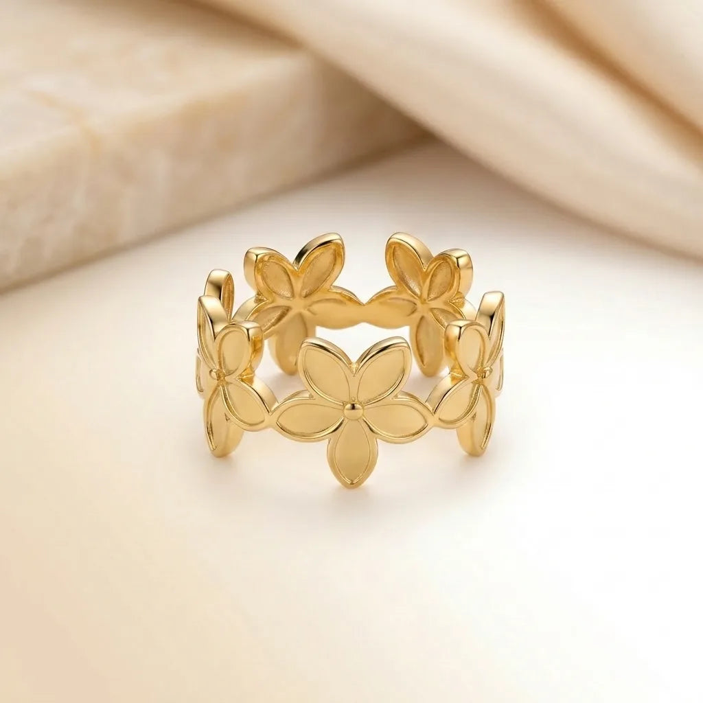 Adjustable,18Kt Gold Plated Flower Crown Style Ring ✨