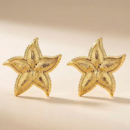18KT Gold Plated Ocean Charm Star Earrings