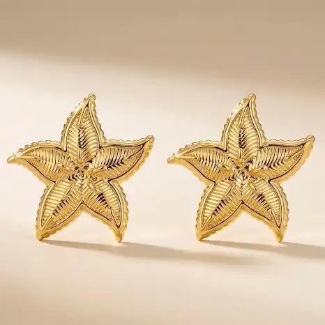 18KT Gold Plated Ocean Charm Star Earrings