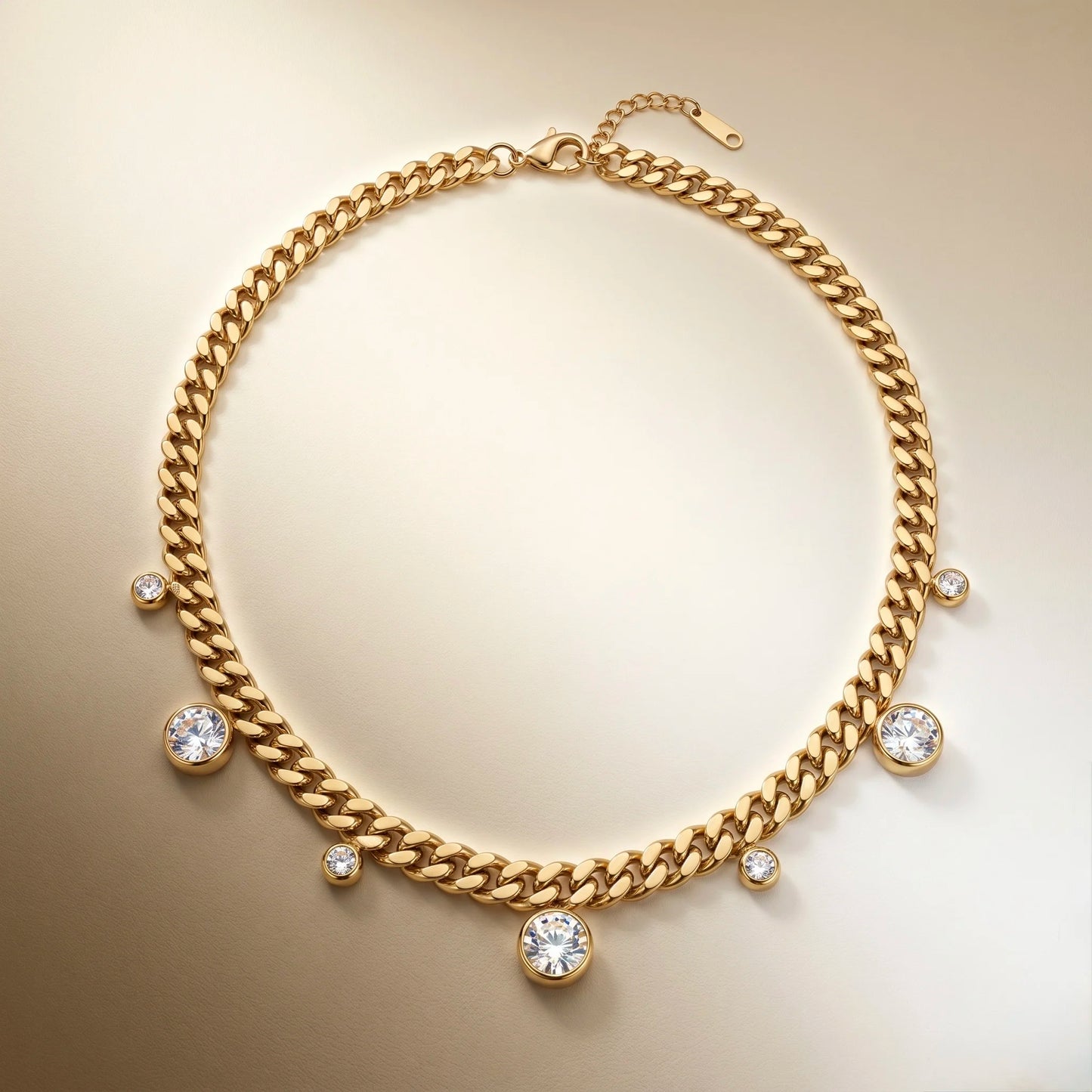 18Kt Gold Plated Crystal Drop Statement Necklace
