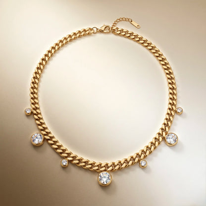 18Kt Gold Plated Crystal Drop Statement Necklace