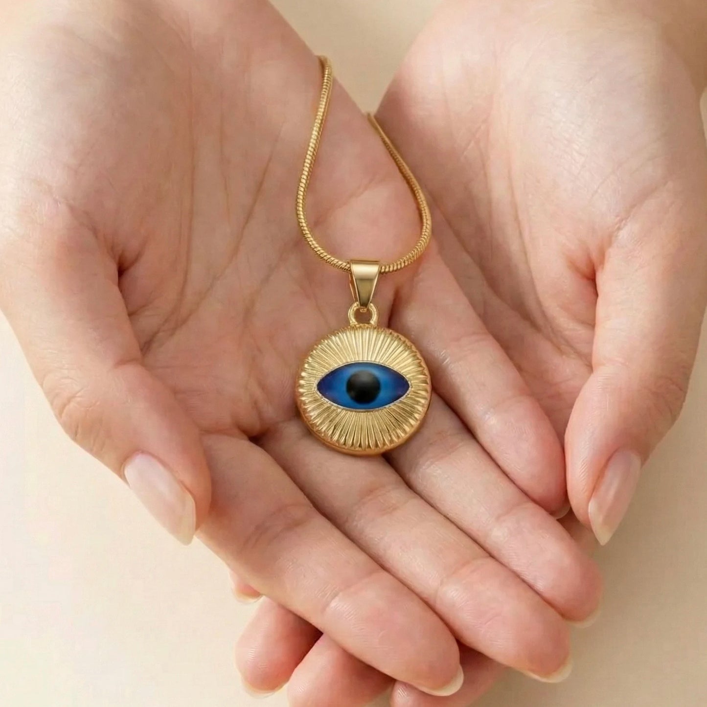 18KT Gold Plated Blue Gaze Anti-Nazar Pendant