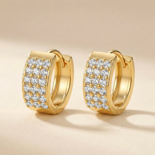 18KT Gold Plated Sparkling Huggie Earrings
