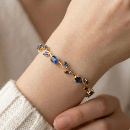 18Kt Gold Plated Blue Stone tulip Bracelet