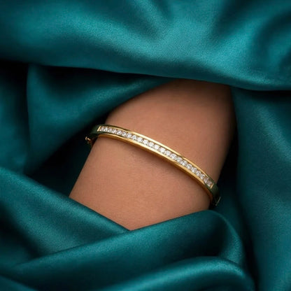 18Kt Gold Plated Cubic Zirconia Open Bangle