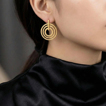 18KT Gold Plated Bold Geometric Circle Earrings