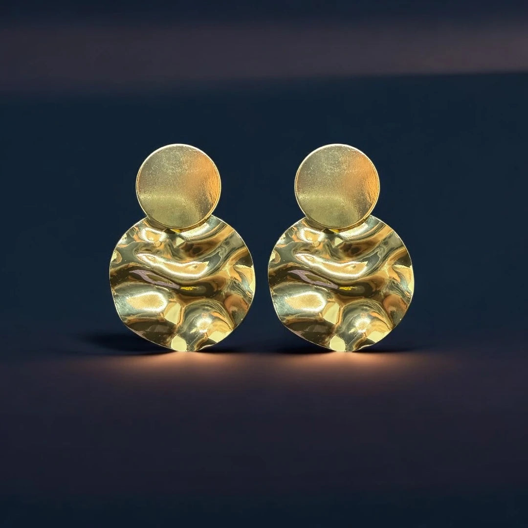 Glossy Gold Disc Earrings - 18K Gold Plated & Waterproof