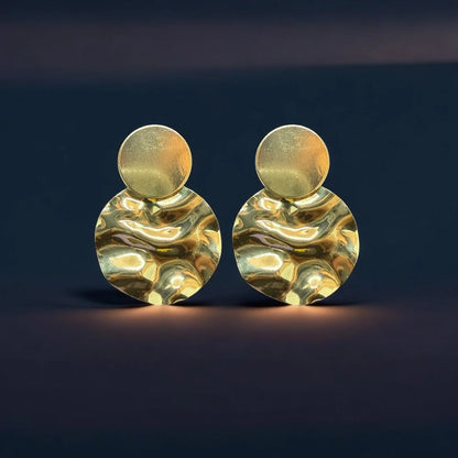 Glossy Gold Disc Earrings - 18K Gold Plated & Waterproof