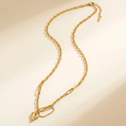 18Kt Gold Plated Modern Heart Pendant Necklace