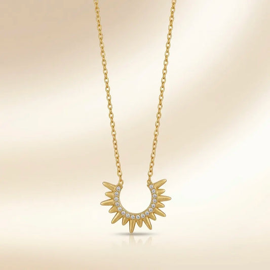 18Kt Gold Plated Radiant Sun Crystal Necklace