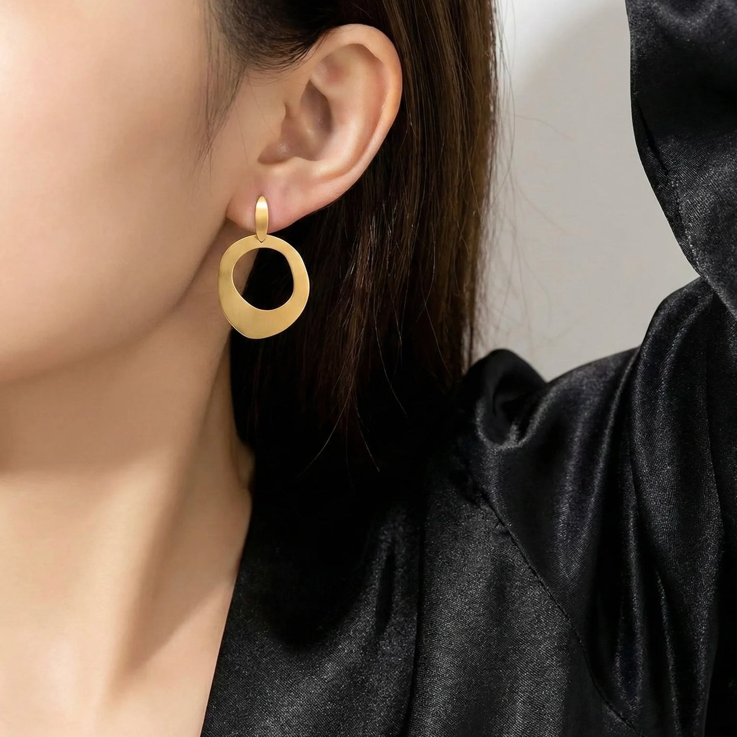 18KT Gold Plated Abstract Hoop Earrings