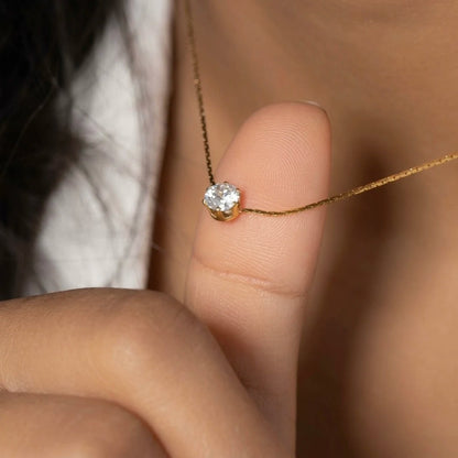 18Kt Gold Plated Round Cut Solitaire Pendant Necklace
