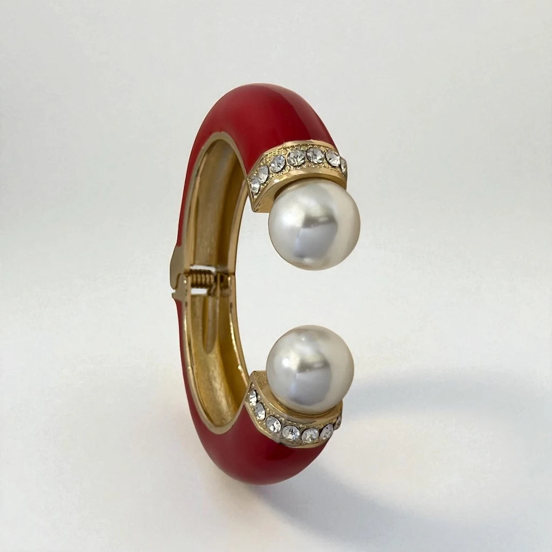 Red Elegance Enamel Cuff