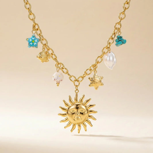 18KT Gold Plated Ocean Whispers Charm Necklace