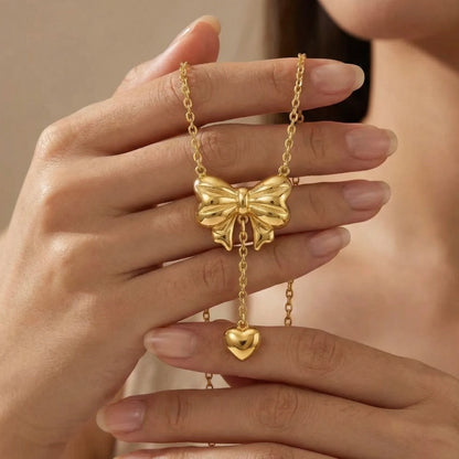 18KT Gold Plated Elegant Bow Pendant