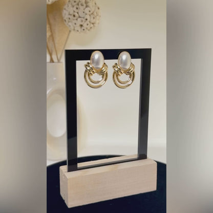 Layered Loop Studs with Pearl Top  – Anti-Tarnish Modern Classic