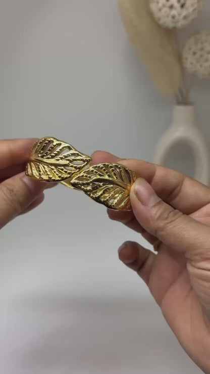 Golden Leaf Embrace Bracelet Cuff