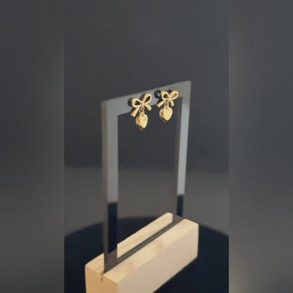 Romantic Bow Drop Earrings - 18K Gold Plated & Waterproof