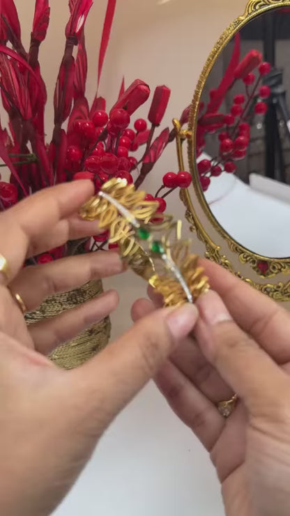 18KT Gold Plated Emerald Dewdrop Leaf Bracelet
