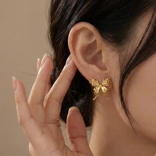 18KT Gold Plated Glossy Butterfly Studs