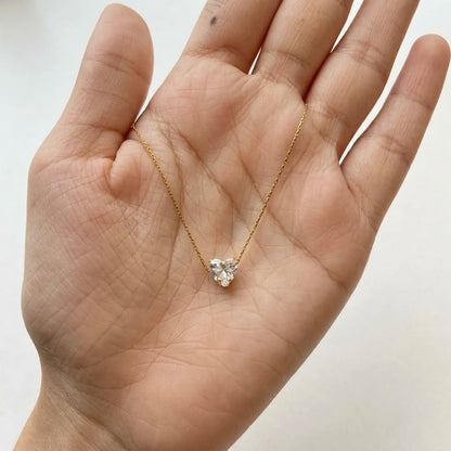 18Kt Gold Plated Solitaire Heart Pendant Necklace