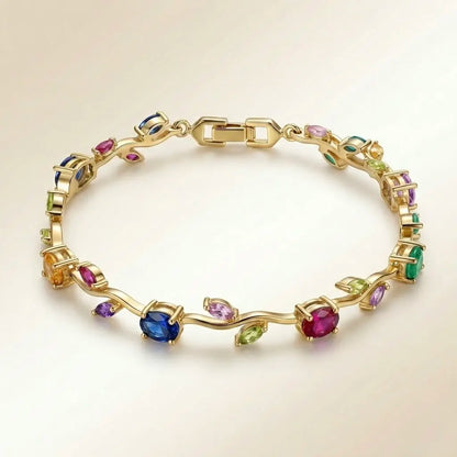 18Kt Gold Plated Rainbow Gem tulip  Bracelet