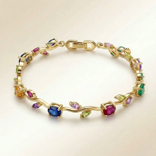 18Kt Gold Plated Rainbow Gem tulip  Bracelet