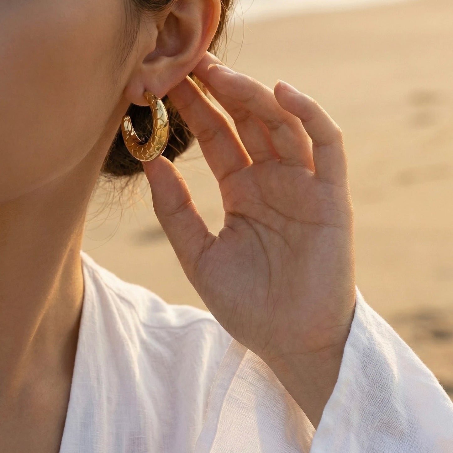 18KT Gold Plated Statement C-Shape Hoops