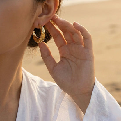 18KT Gold Plated Statement C-Shape Hoops
